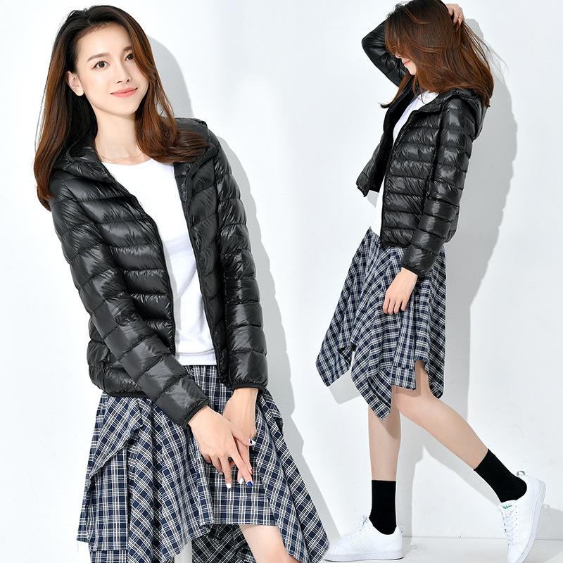 Winter Ultra-thin Down Jacket Women's Light and Short Slim-fit Hooded Large-size Ultra-light and Fattened Couple Slim-fit Jacket