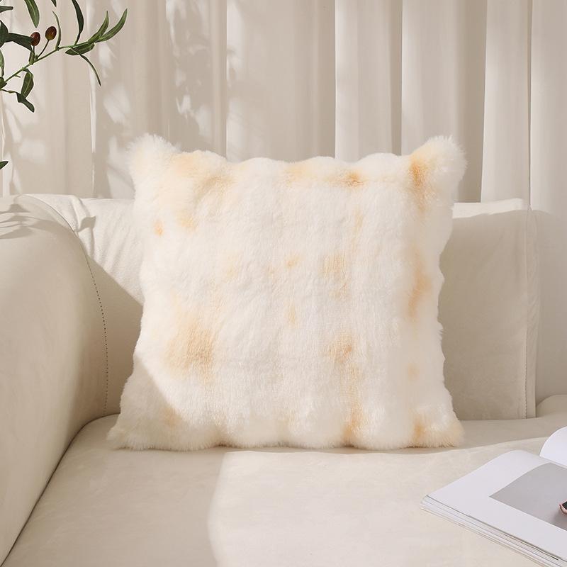Bubble Velvet Imitation Bunny Fur Solid Color Tie-dye Plush Living Room Sofa Pillow Bubble Fur Cushion Home Textile Decoration