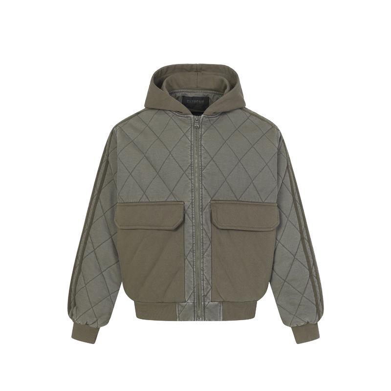 

Men s Retro Plaid Winter Streetwear Hooded Jacket - Urban Trendy, Loose, and Thickened Outerwear XL сірий колір