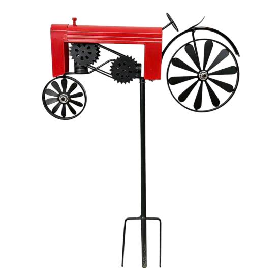 Wind Spinner Durable Weather-Resistant Windmill with Green Tractor Rotating красный