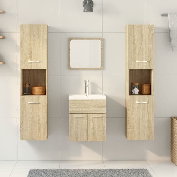 VidaXL Bathroom Furniture Set 4 Pcs Sonoma Oak, Bathroom Cabinet, Bathroom Cupboard, Furniture 3324998