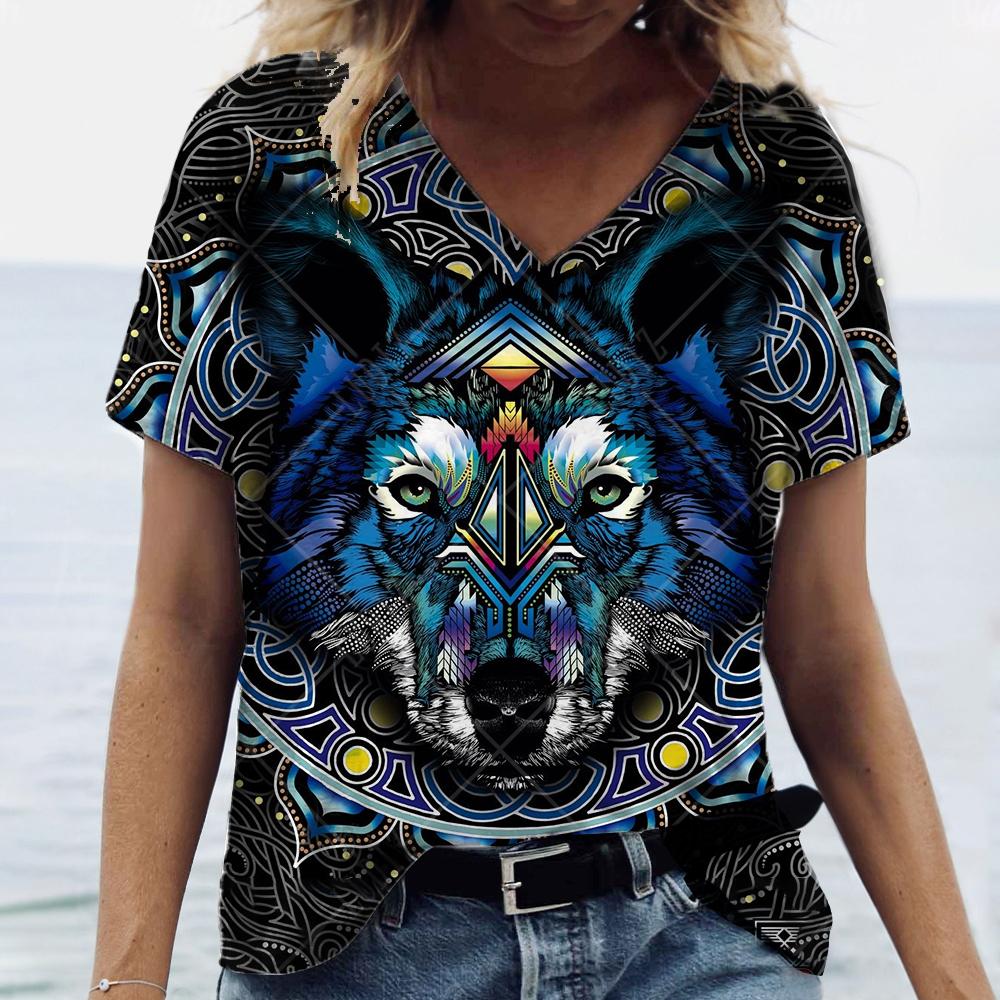 

2025 Новая Летняя Женская Футболка с Цветочным Принтом в Стиле Китти, V-образный Вырез, Короткий Рукав, Уличная Повседневная Базовая Футболка на Каждый День, Летний Пуловер для Дам XS