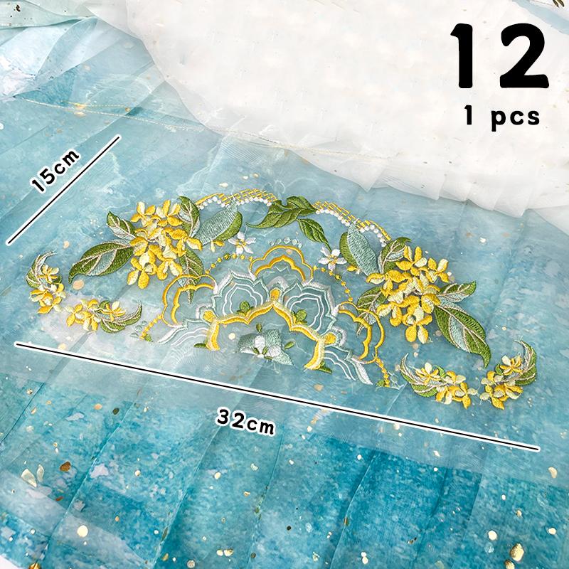 1pc Chinese Style Embroidery Patch Hanfu Cheongsam Decor Trims Collar Waist Lace Shirts Neckline Edge DIY Sewing Accessories