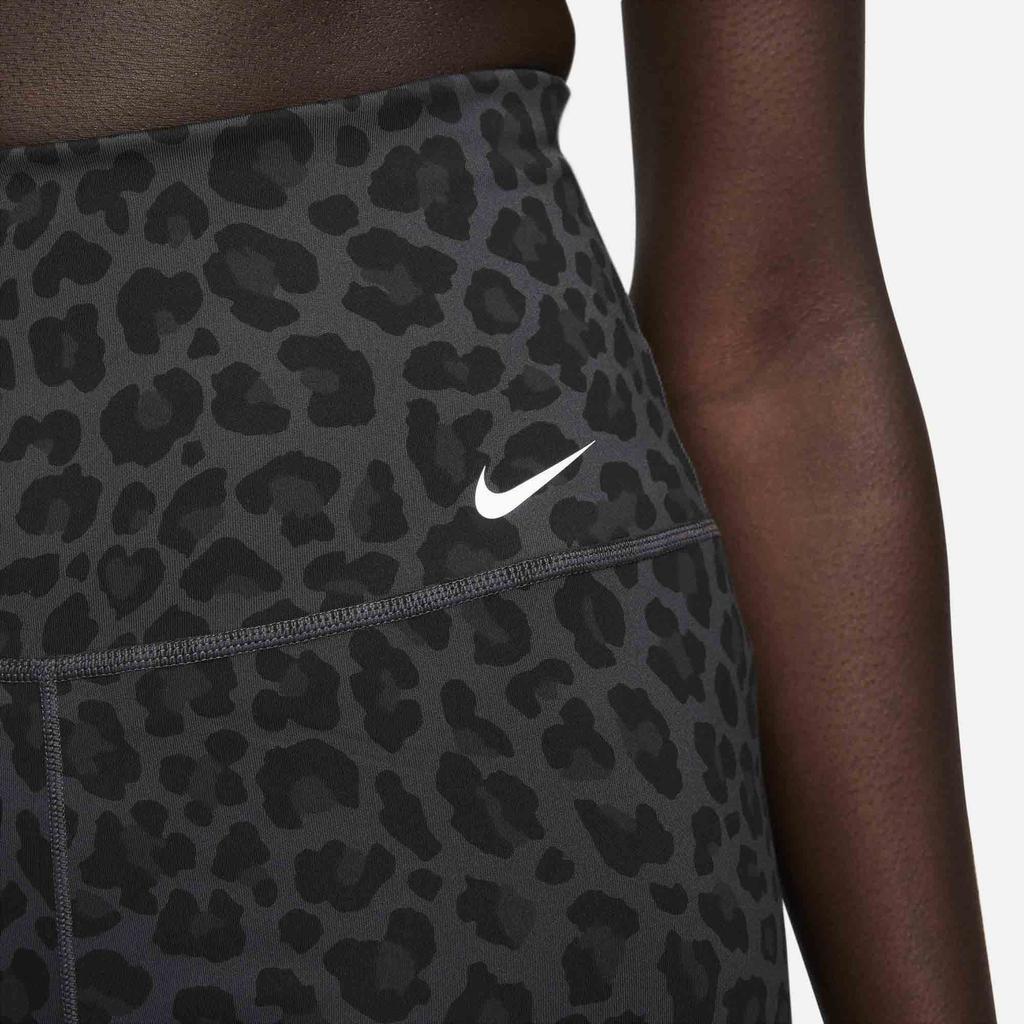 Nike One High-Waisted Fashionable Versatile Leopard Print Motorcycle Shorts Women Shorts Dark-Gray DX0122-070
