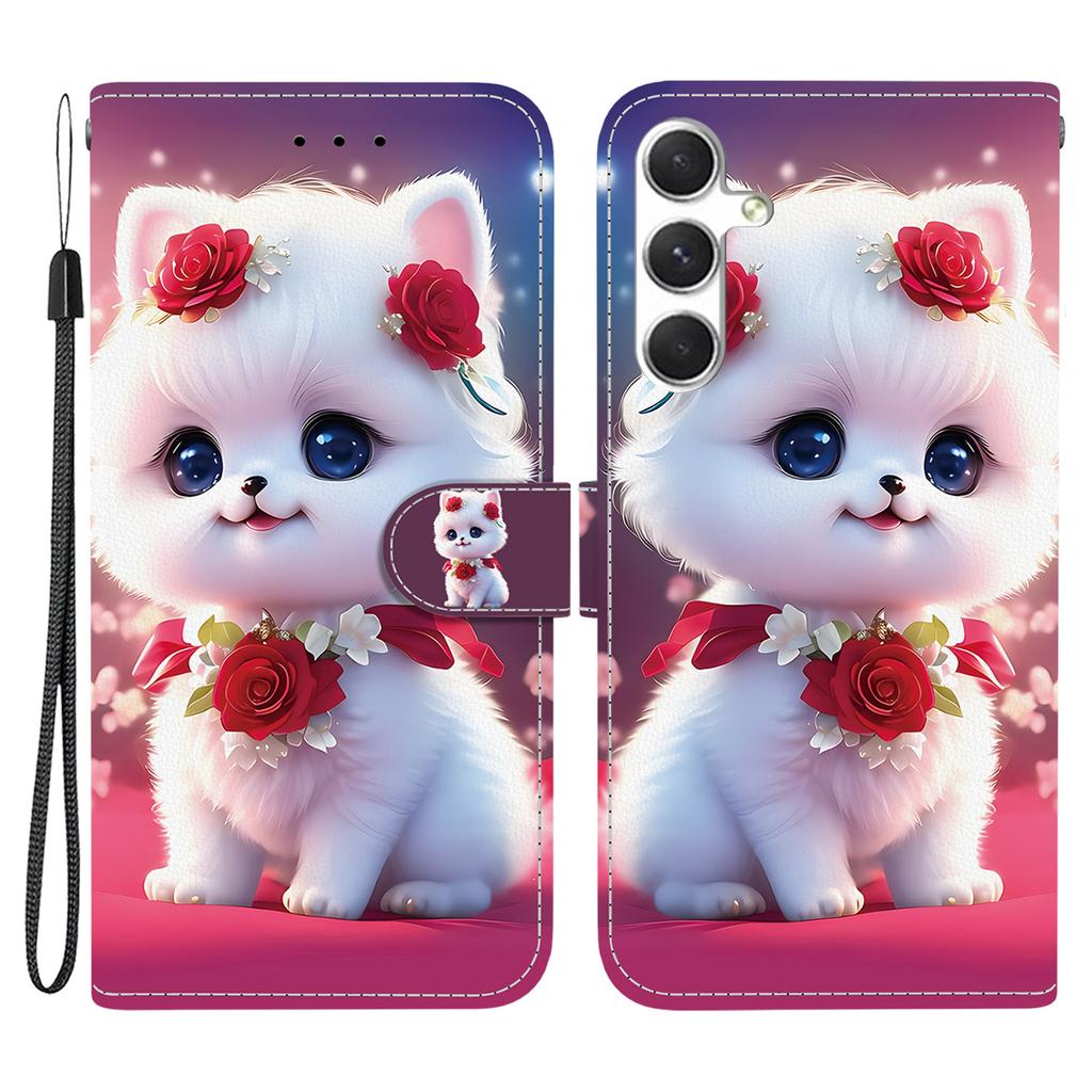 For Samsung Galaxy S25+/S24+ Leather Case Stand Wallet Pattern Printing Phone Cover with Wrist Strap