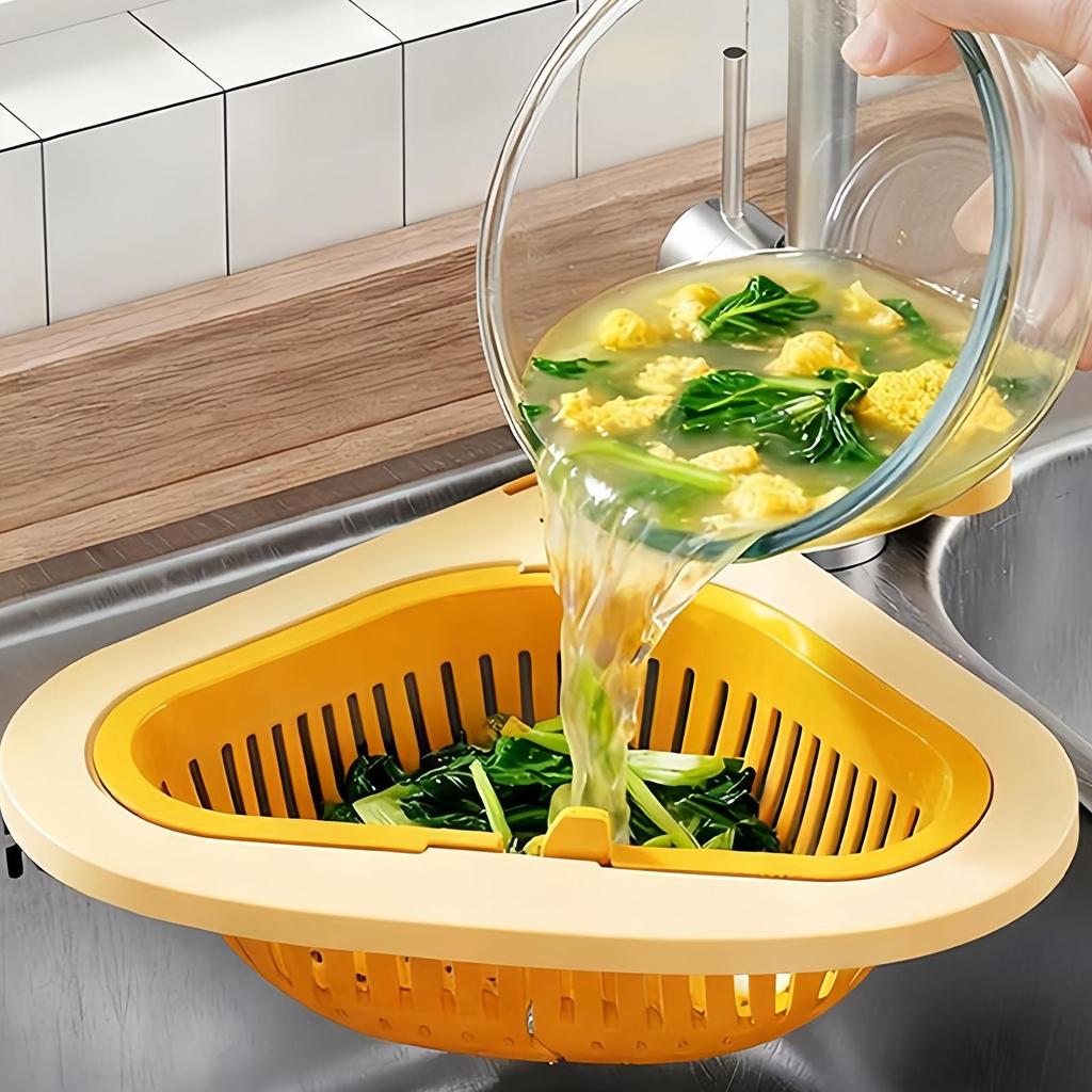 Corner Sink Strainer Corner Drain Storage Rack Kitchen Faucet Strainer Basket For Vegetables Fruits Bar Home Food Prep Cooking