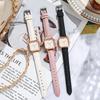 Minimalist Square Womens Quartz Watch With Pu Band For Casual Daily Wear