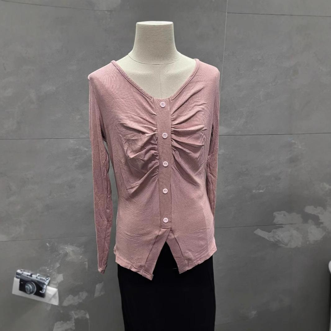 

Ruched V-Neck Slim Fit Long Sleeve T-Shirt for Autumn & Spring XXL (~67.5 kg)
