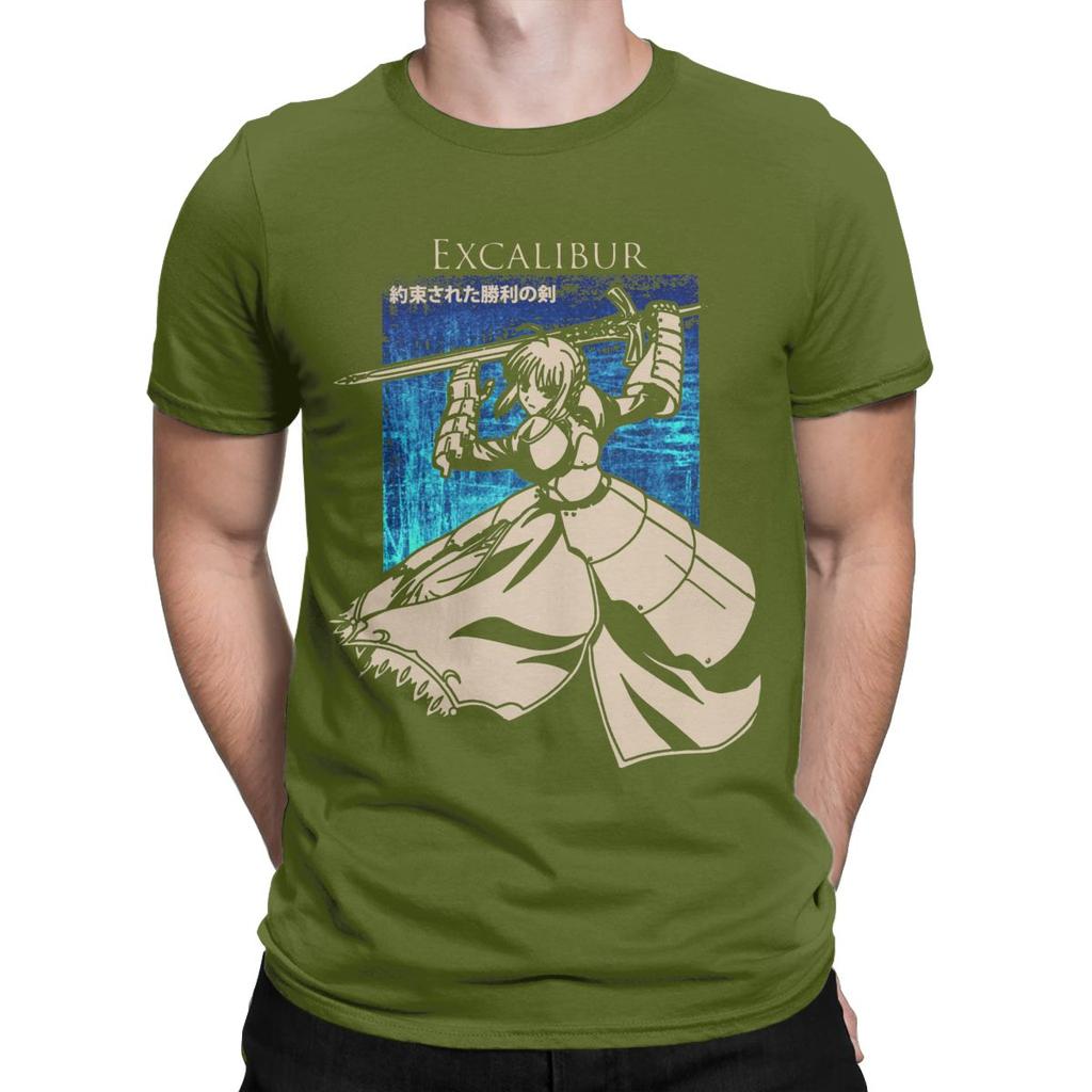 Men's Saber Excalibur Fate Grand Order T Shirts Cotton Clothing Casual Short Sleeve Round Collar Tees Plus Size T-Shirts
