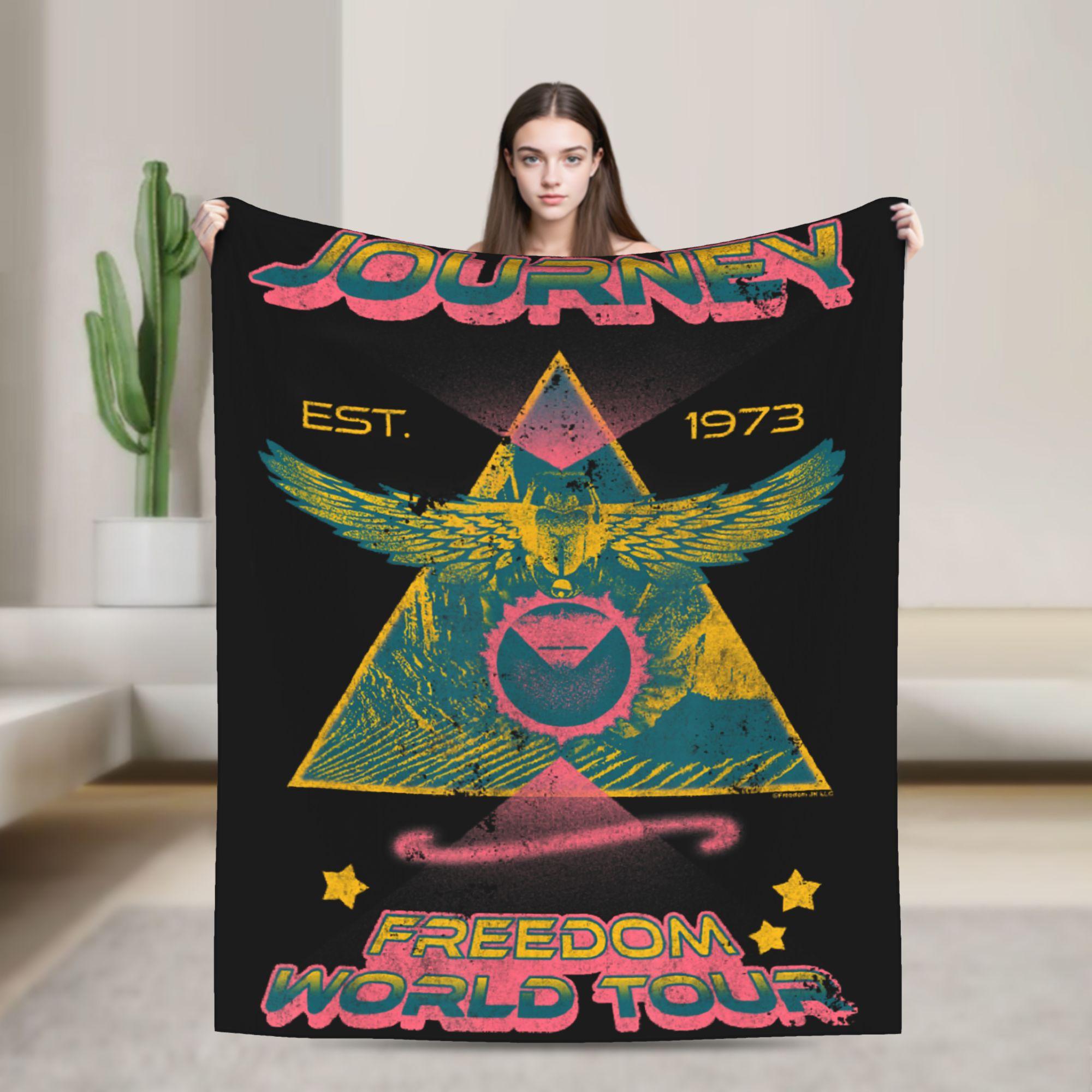 

Journey Triangle World Tour Colorful Band Flannel Blanket Winter Soft Durable Throw Blanket for Boy Girl Bedroom Bedspread 75x100cm (30x40inch)