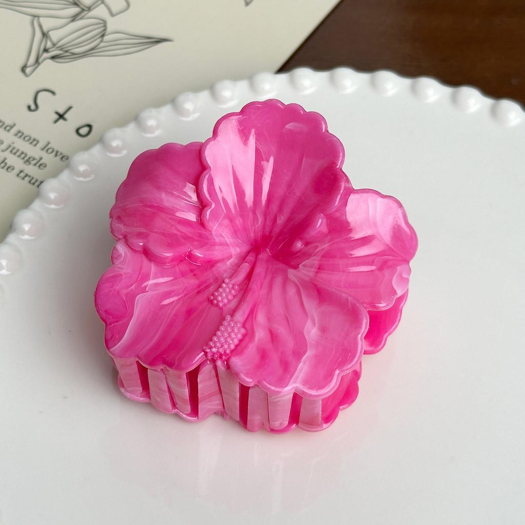 Eye-catching Doris Hair Claw Clip Stunning Marble Pattern Egg Flower Design For Everyday Elegance