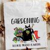 Camisetas de Moda Feminina de Verão Engraçadas Jardinagem Porque Matar é Errado Camiseta Gráfica de Gato Preto Vintage Feminina