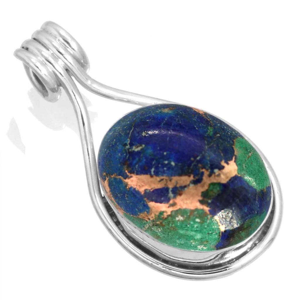 925 Sterling Silver Pendant Women Gemstone Handmade Jewelry Easter Gift Amazonite Angelite Blue Opal Botswana Agate Mohave Azurite Chrysocolla Fashion