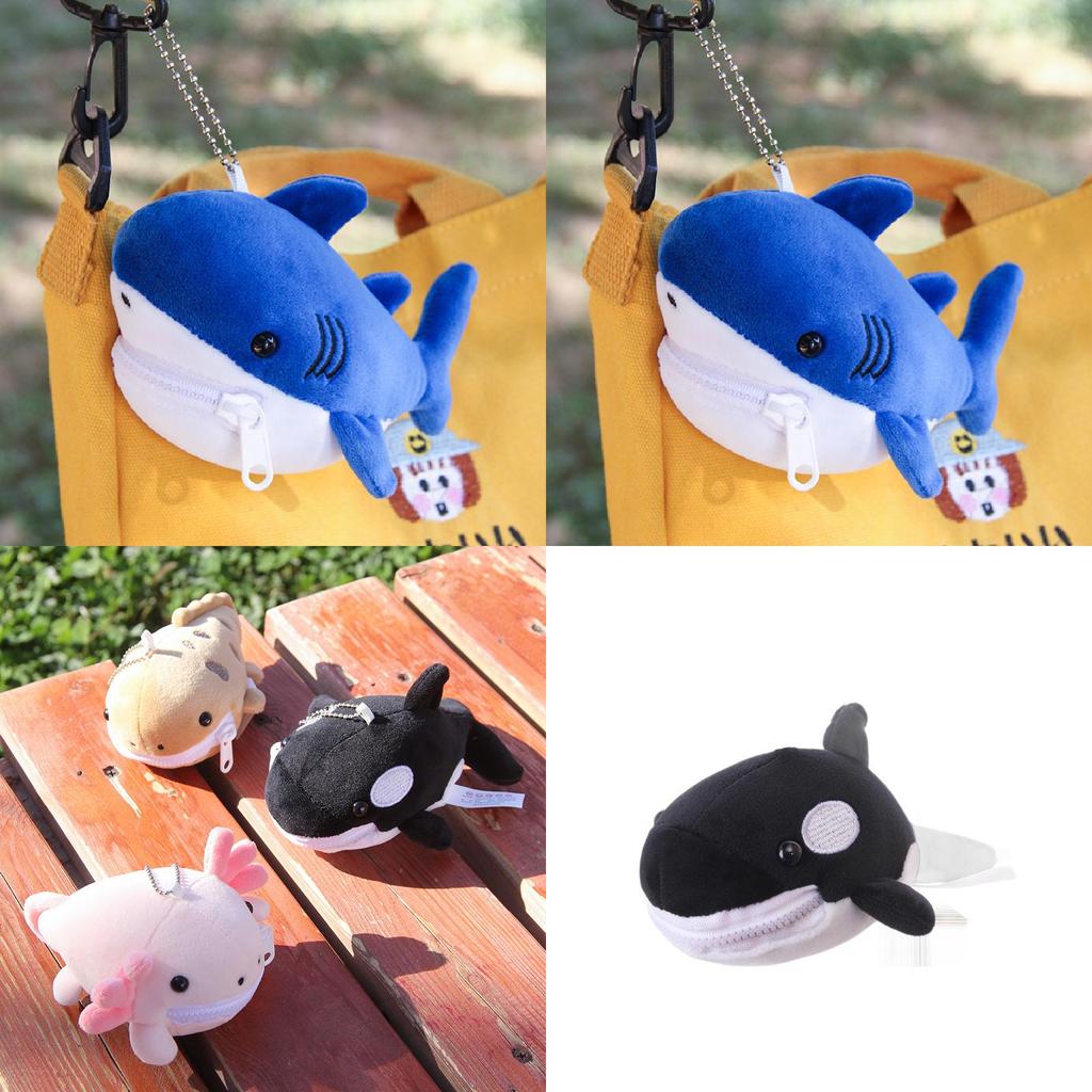 Cute Shark Blue Whale Orcinus Orca Plush Doll Pendant Wallet For Kids And Collectors