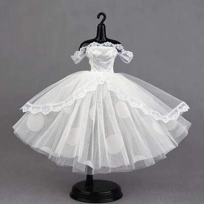 Beyaz Dantel El Yapımı Kısa Tütü Elbise Barbie Bebek Kıyafeti Prenses Akşam Partisi Tuvaleti Etek Gelinlik Bebek Aksesuarları Çocuk