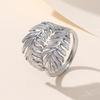 Adjustable Retro Leaf Stainless Steel Ring for Women - Fresh Forest Style