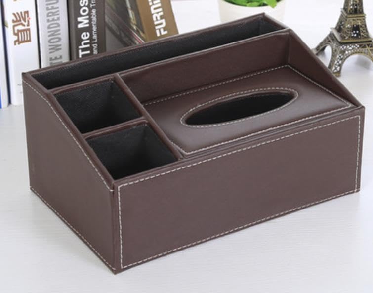 Speed Mao Desktop Storage Tissue Remote Control Case Box, Case, (Brown)