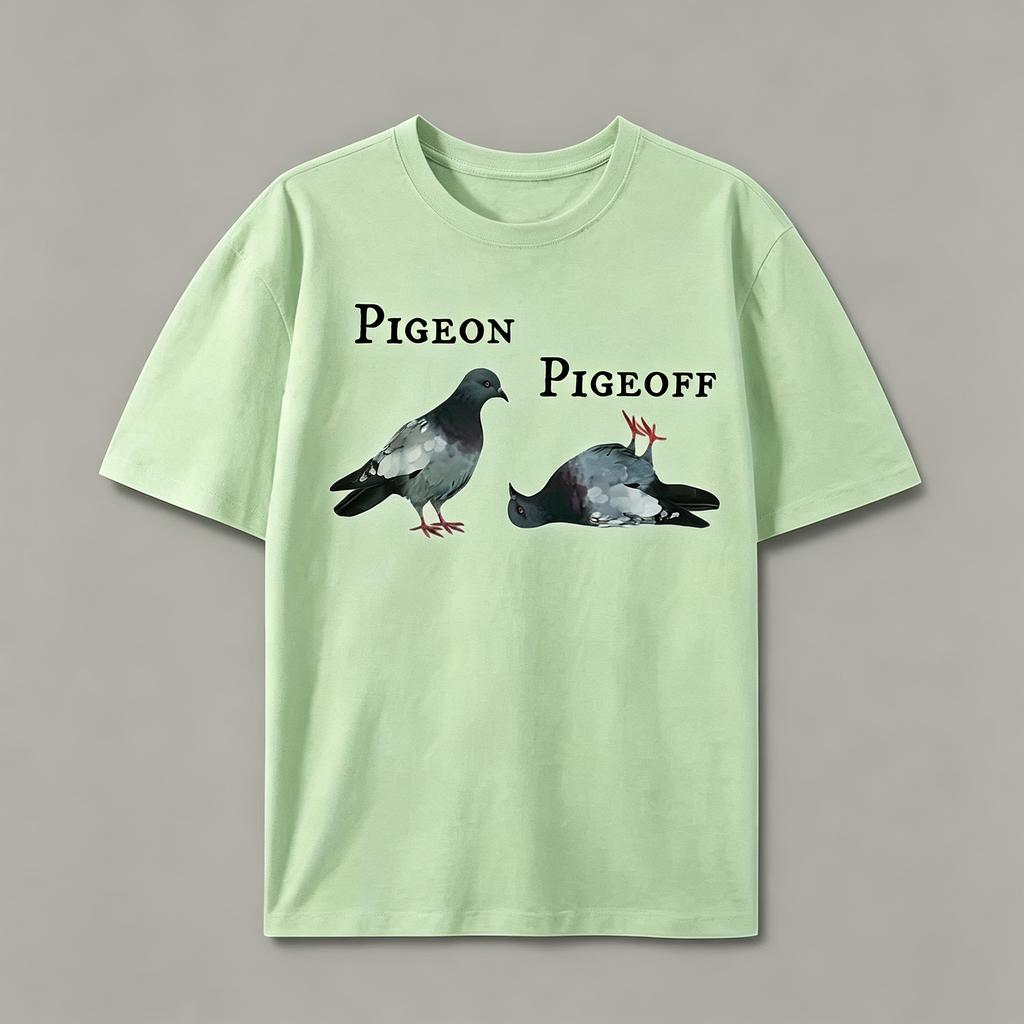 Pigeon English Slogan Crew Neck Short-sleeved Men's Street Style T-shirt