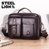 LAOSHIZI Genuine Leather Men's Shoulder Bag Vintage Male Messenger Bags Men Business Crossbody Bag