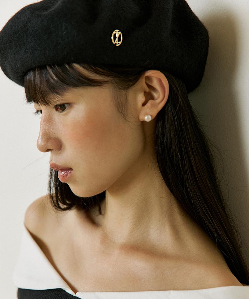 LUCIR ZU Classic Logo Wool Beret (Black)