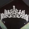Vintage Silver Floral Crown Elegant Princess Rhinestone Tiara  Hair Jewelry Accessories