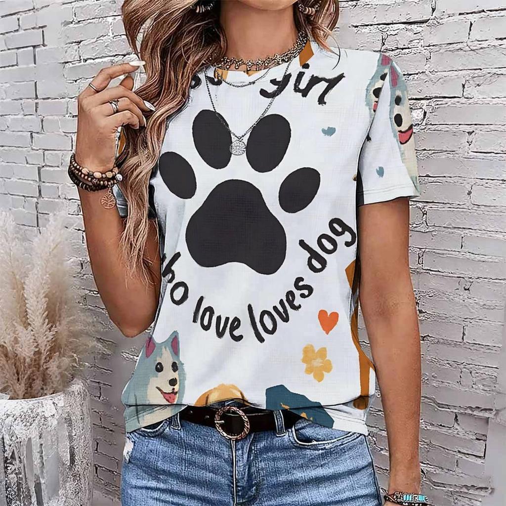 Fashion Women Retro Plush Animal Patterns Print T Shirt Funny Casual O-neck Short Sleeves T-shirt Summer Female Tee Shirt