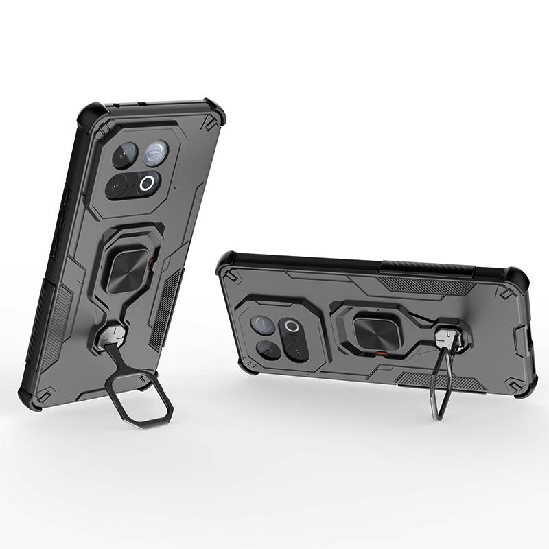 KEYSION Coque Armure Antichoc pour IQOO Z10 Turbo 5G Silicone+PC Support Anneau Métal Vertical Live Housse de Téléphone pour IQOO Z10 Turbo Pro
