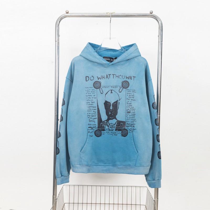 Mens Oversized Hooded Sweatshirt With Graphic Print Winter Streetwear Cotton Blend Pullover