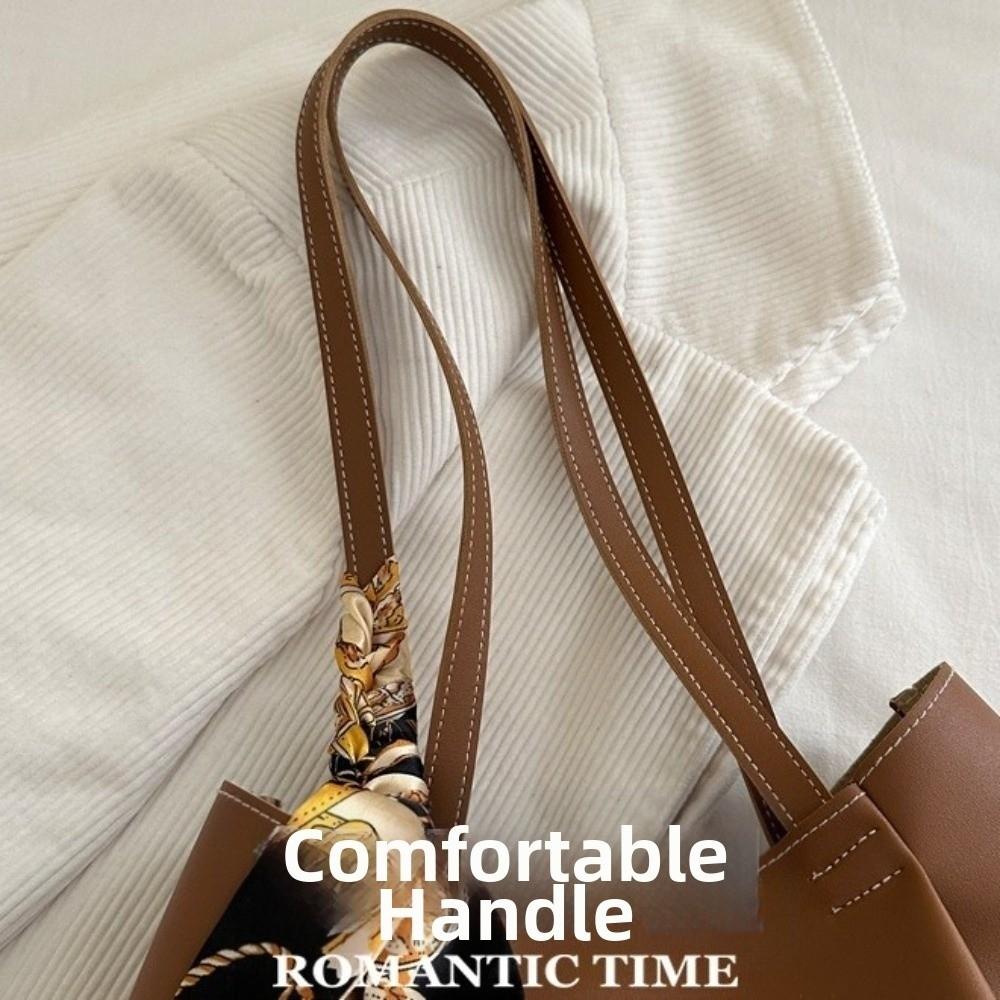 Soft Large Capacity Tote Bag Waterproof Underarm Bag Retro PU Shoulder Bag  Daily