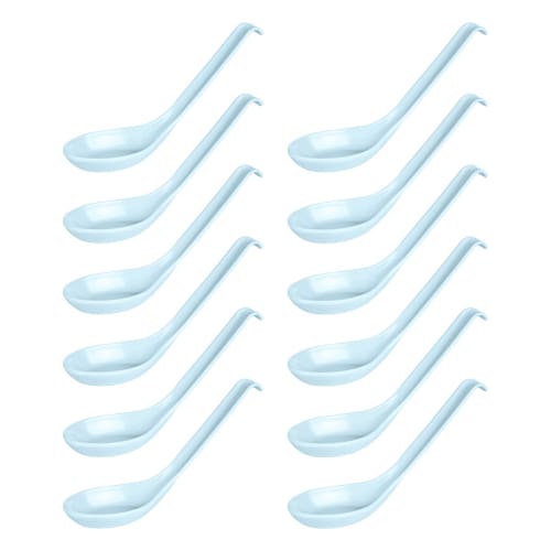 Thunder Group Renge (Soup Spoon), 15.8cm, Set of 12, Hook and Handle Design, Perfect for Curry, Ramen, and Fried Rice, Melamine Dishwasher Safe, Shatt