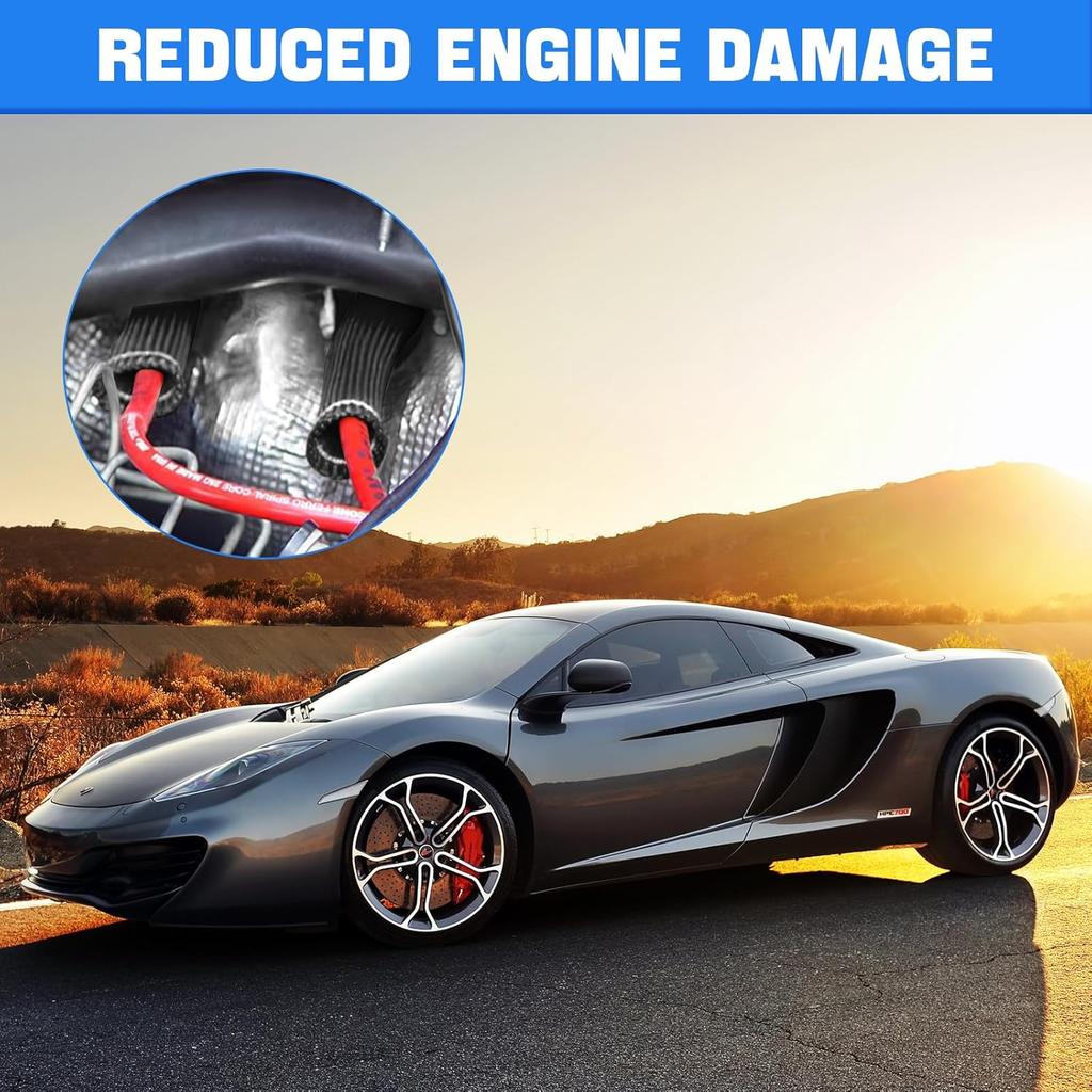 Spark Plug Wire Heat Shield Sleeve 2500° Spark Plug Boot Protector Boots Wrap For SBC BBC 350 454 8PCS Plug Wire Covers