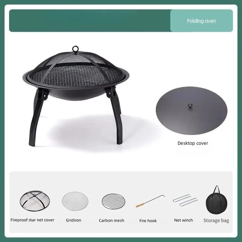 Camping Fire Pit Bonfire Charcoal Barbecue Stove Fire Wood Heater Outdoor Burner Winter Insulation  Bbq Grill Outdoor  Grill
