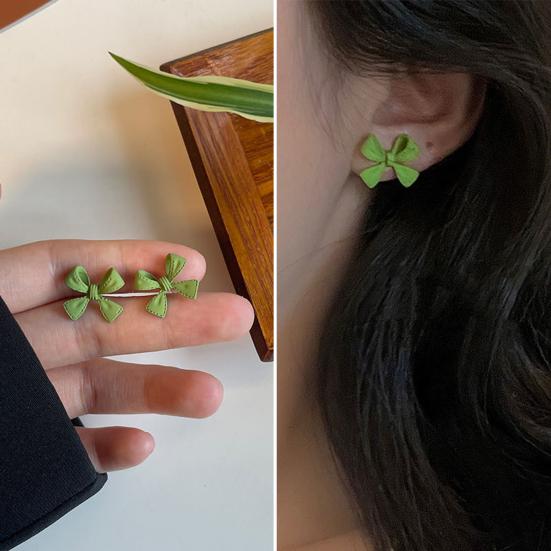 1 Pair Women Earrings Flower Faux Pearls Jewelry Vintage Bow-knot Stud Earrings Jewelry Gifts