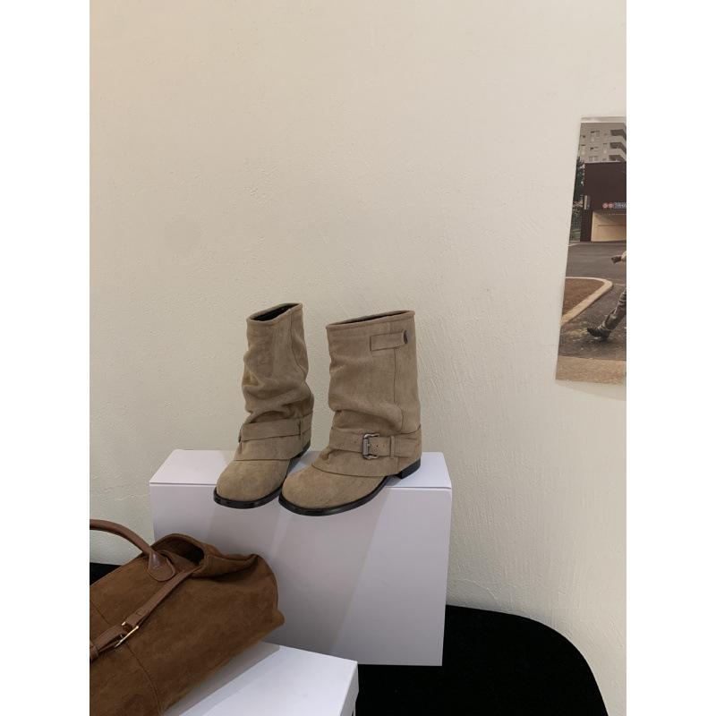 

Spice Girl Wasteland Wind Short Boots 2025 New Folded Stacking Boots Wide Short Boots Pant Tube Boots 39 хакі