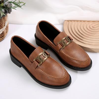 Moda 2025 Mulheres Primavera Novo Preto Plataforma Sapatos Baixos Mulheres Mocassins Slip on Sapatos Barco Metal Designer Casual Couro Oxfords