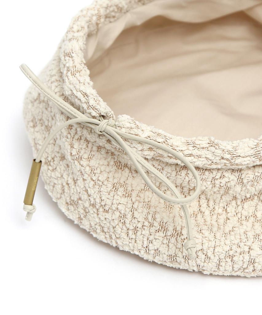 Eondeokeonteulolseutyudio Plate Beret / Strap / Bean Tweed / D Beige