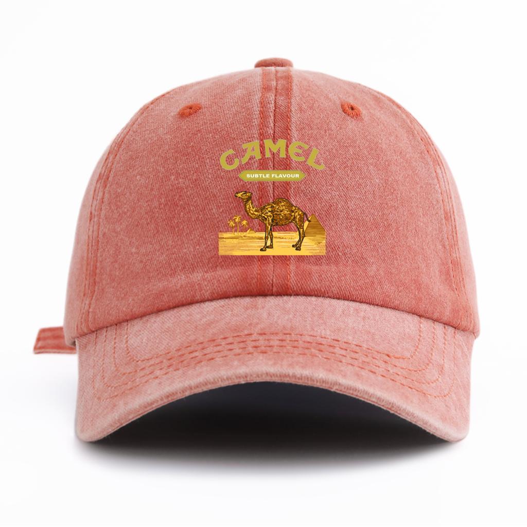 1 Stück gewaschene Baseballkappe mit Kamelprint für Erwachsene, minimalistischer Retro-Stil, lässige, weiche, verstellbare Dad-Kappe, perfekt als Geschenk