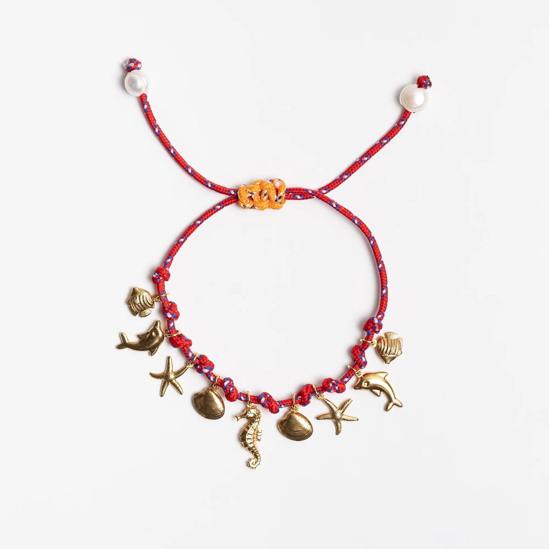 

Summer Shell Starfish Butterfly Turtle Pearl Necklace Diy Multi-Pendant Color Rope Fashion Seaside No