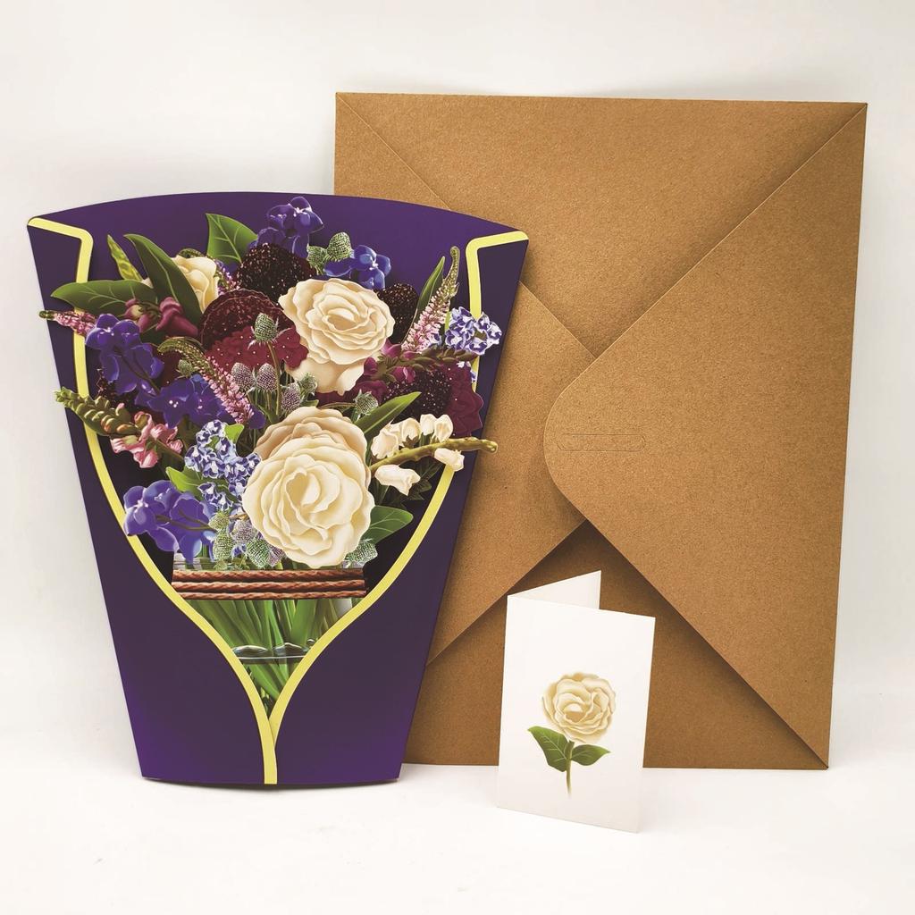 3D Pop Up Flower Greeting Card Creative Mother's Day Paper Multi-Style Thank You Postcard for Valentines Day Birthday Gift