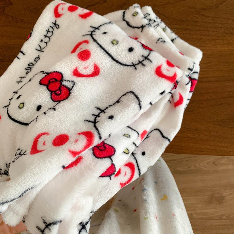 Women's Flannel Plaid Sleep Pants - Autumn/Winter Velvet Warm Coral Fleece Pajama Bottoms