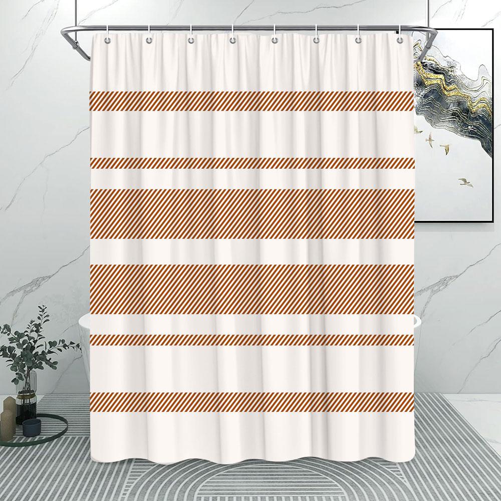 Abstract Line Minimalist Shower Curtain Washable Cloth Bath Curtain Fabric Rustic Striped Baths Curtain Farmhouse Bathroom Decor