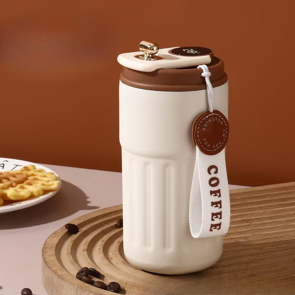 Sticlă termos de 450 ml, cu afișare inteligentă a temperaturii, ceașcă cu vid din oțel inoxidabil 316, ceașcă de cafea pentru birou, cană termică portabilă de afaceri