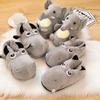 Pantoufles d'intérieur en coton pour femme avec motif hippopotame et éléphant et talon – Pantoufles chaudes d'intérieur en fourrure pour couples et confort post-partum