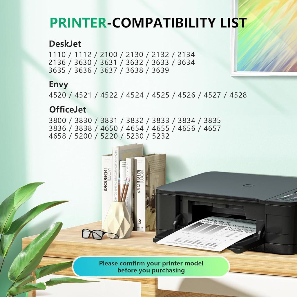 63XL Black Ink Cartridge (2-Pack) High-Yield for HP Ink 63 63XL HP63 XL Combo Pack Works with HP DeskJet 1112, 2130, 3630 Series; Envy 4510, 4520