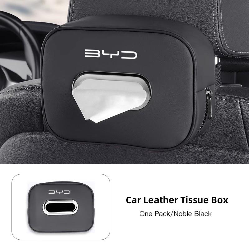Car Tissue Box Car Interior Accessories For BYD Atto E6 Tang F3 Song F3R Qing Yuan I3 S7 Leather Tissue Storage Bag Kleenex Case