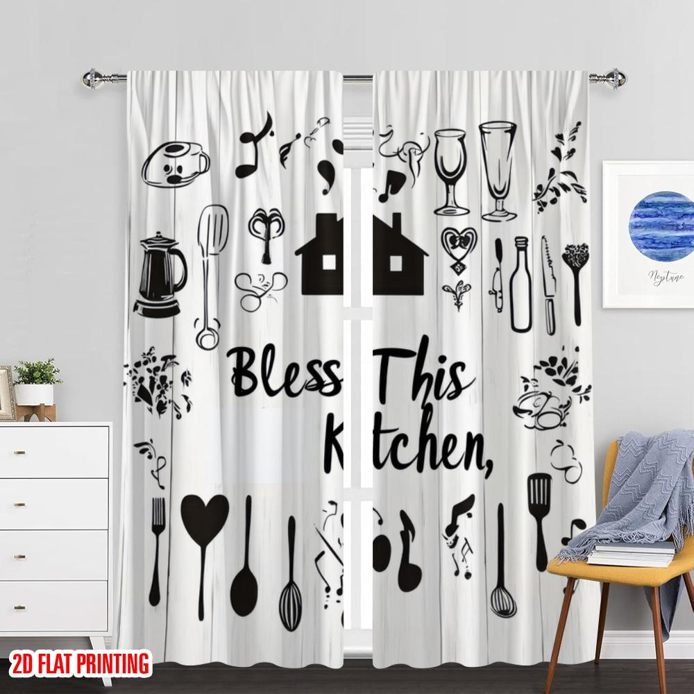 2 Stück, 2D-Ebene Druck Vorhang Beliebt Küche Harmonie Vielseitig Polyesterstoff (ohne Stange) Zimmerdeko Perfekt für Schlafzimmer,