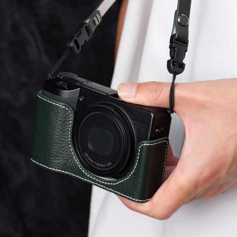 Genuine Leather Camera Case Ricoh GR IV With Retro Base Stand Shoulder Strap Optional Unisex Design Daily Carry