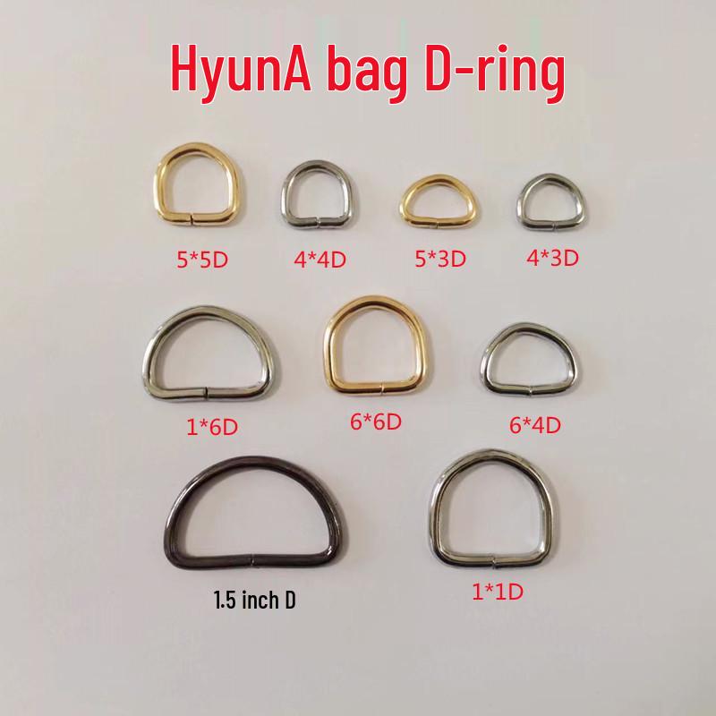 Metal D-Ring Hyuna Bag Buckle - Half-Round & Square Handbag Hardware Accessories