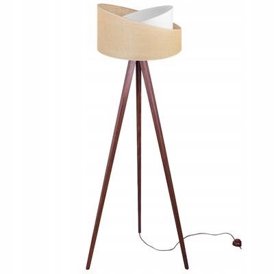 STATIV STEHLAMPE HOLZ JUTE LAMPENSCHIRM 45CM