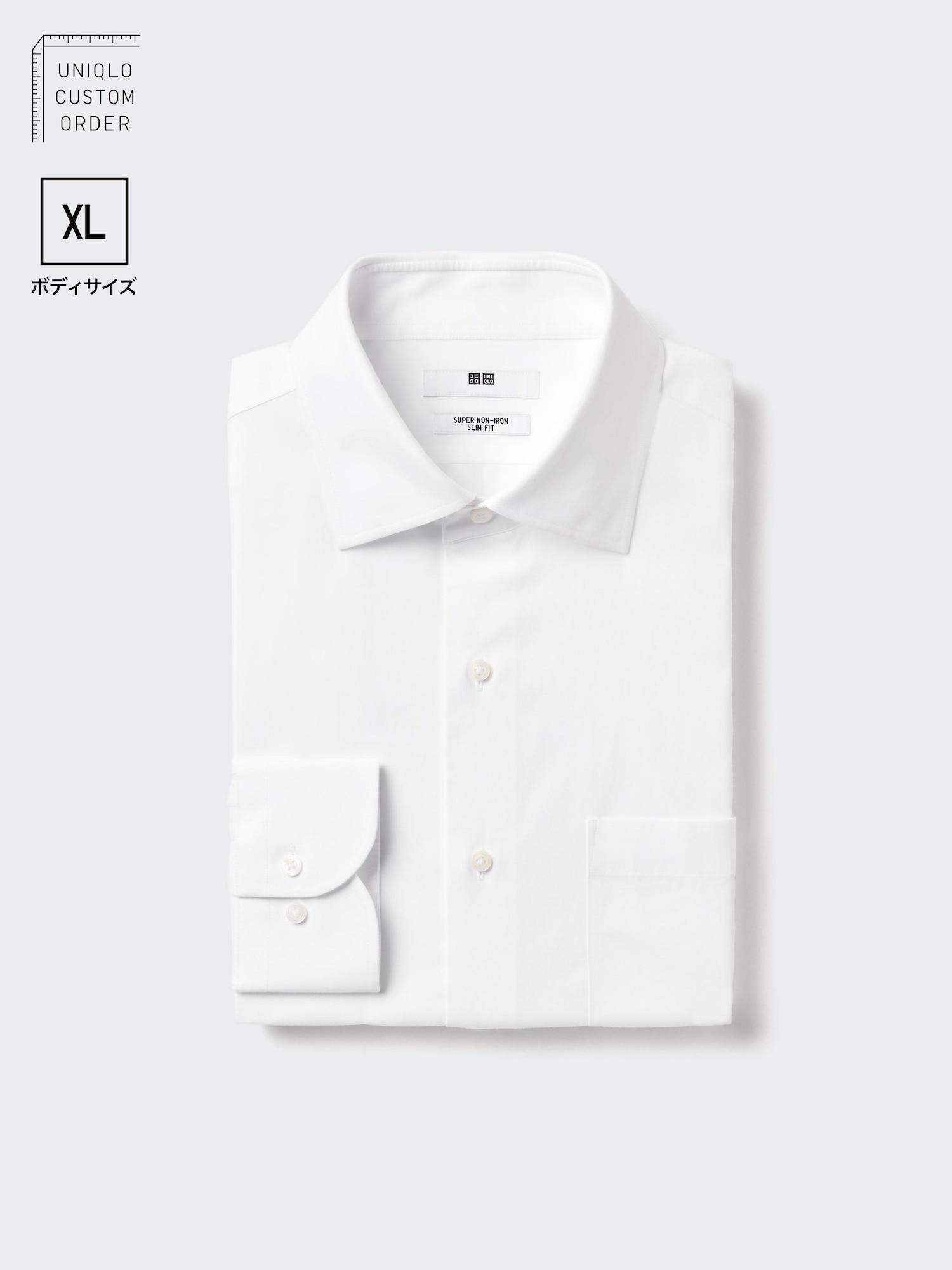 

UNIQLO JAPAN Super non iron slim fit shirt semi wide collar XL size long sleeves 00 WHITE/45